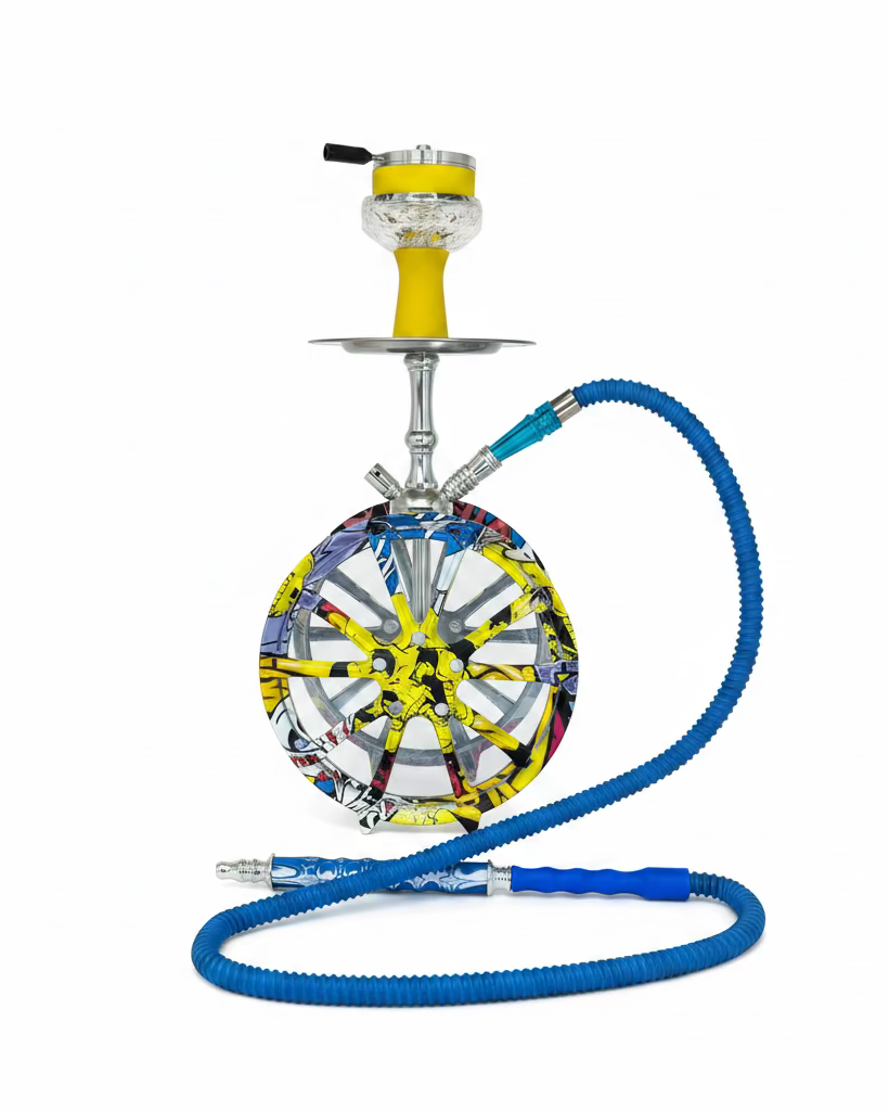 Yellow Car Wheel Shisha Pot