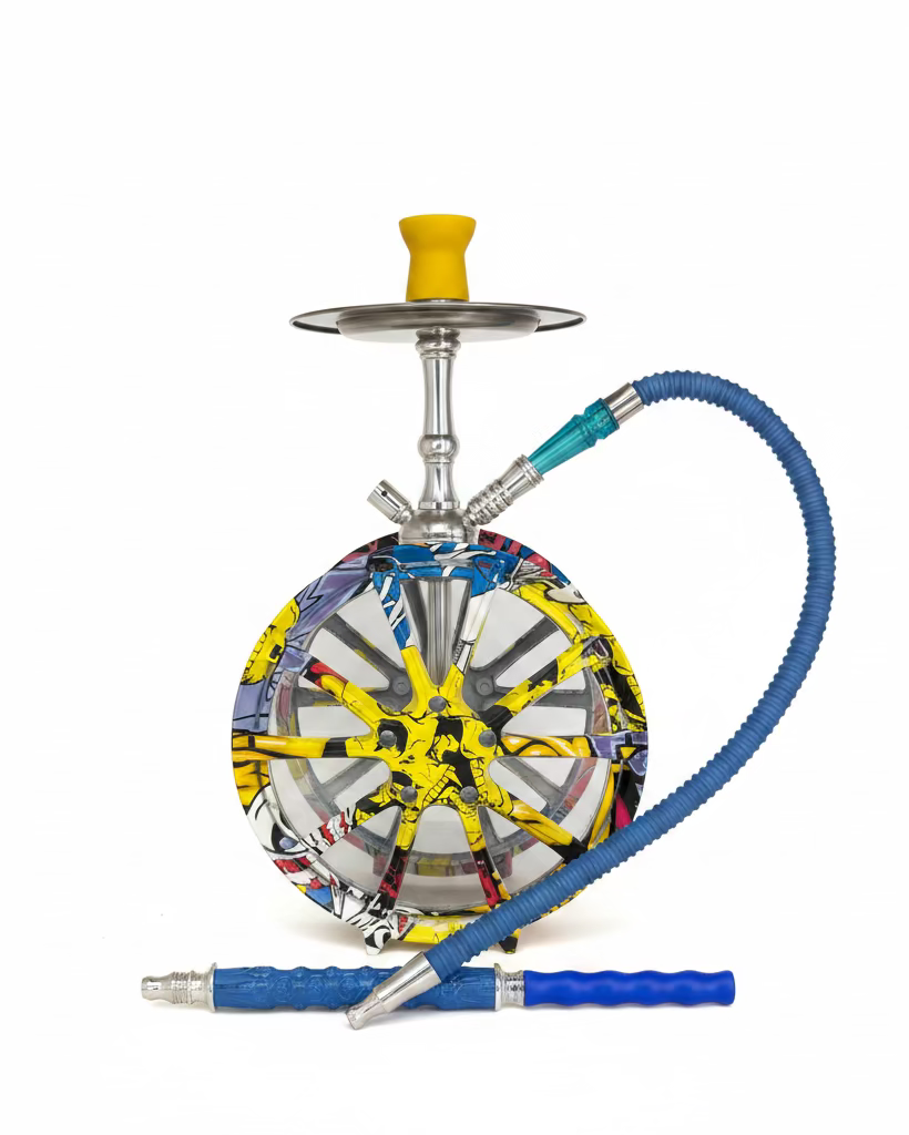 Yellow Car Wheel Shisha Pot